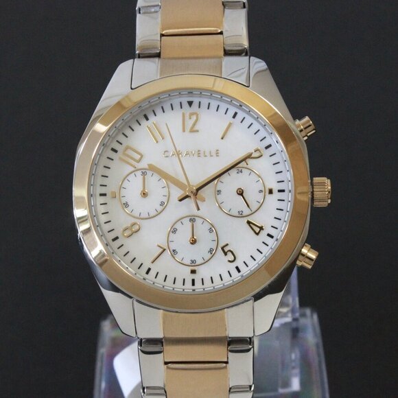 Caravelle Ladies Sports Watch By Bulova Chronograph Mother Of Pearl Dial 36mm - Picture 6 of 13